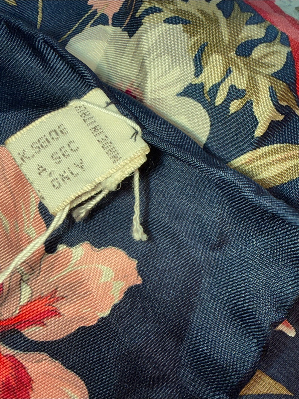 Dior Floral Navy Scarf with Multi-Colored Blooms by with COA - Picture 3 of 5